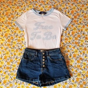 NWT Francesca's Free to Be Ringer Tee
